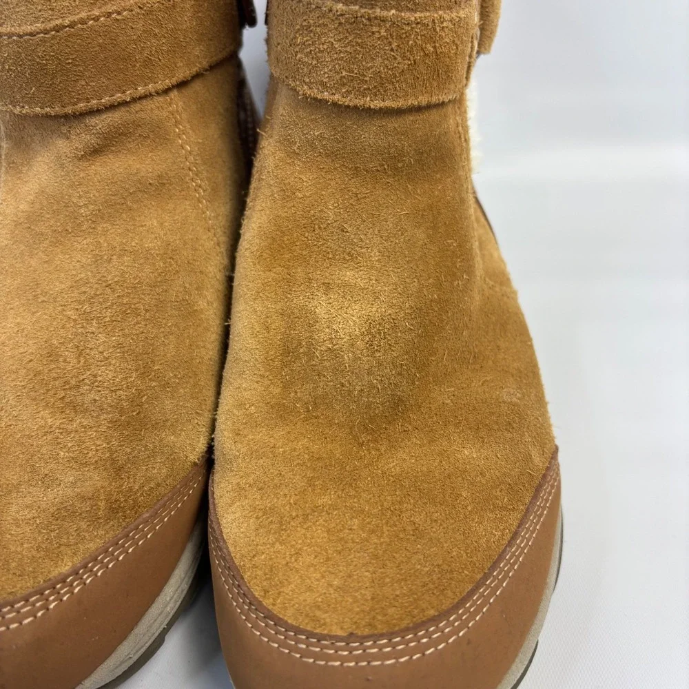 EASY SPIRIT Womens Brown Water Resistant Elk Round‎ Toe Wedge Zip-Up Winter 9M